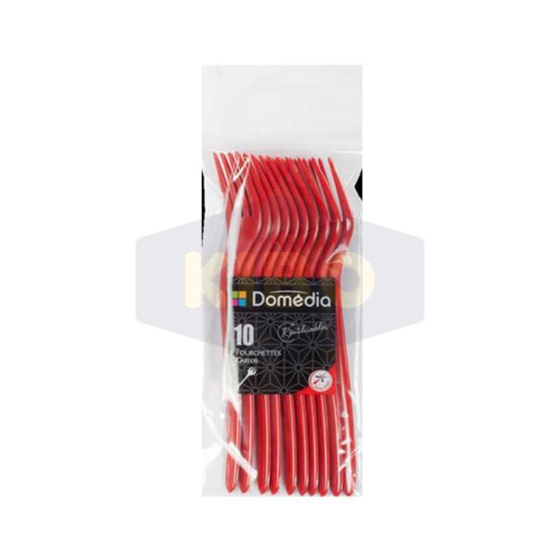 10 Fourchettes plastiques rouge
