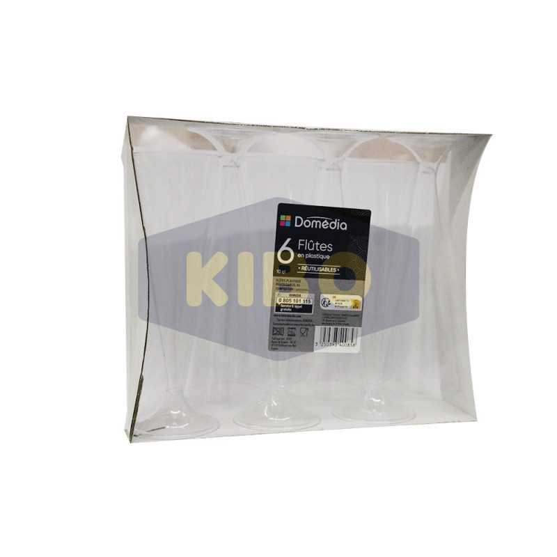 6 Flutes pour champagne en plastique 10cl