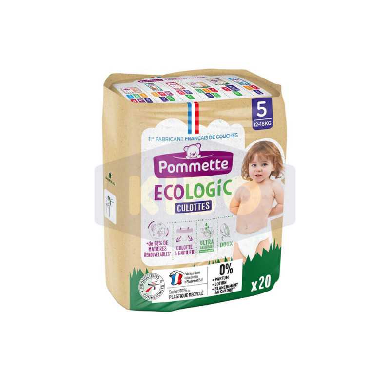 Couches culottes écologic taille 5  12-18kg x20 pièces
