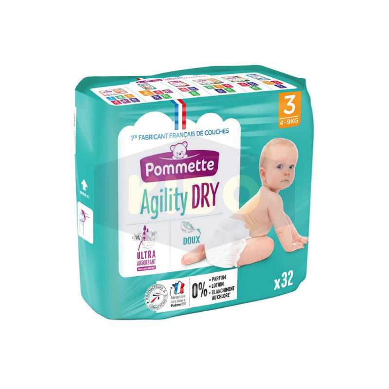 Couche agility dry mini 4-9kg x32 pièces