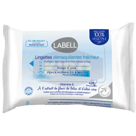 Lingettes démaquillantes fraicheur peaux normales x25 pièces
