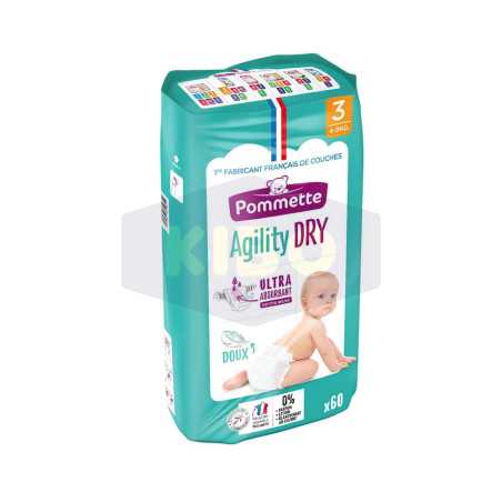 Couche agility dry mini 4-9kg x60 pièces