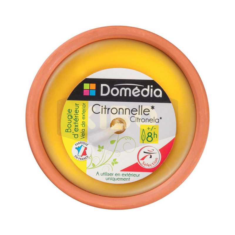 Bougie d'extérieur terracotta ronde jaune citronnelle