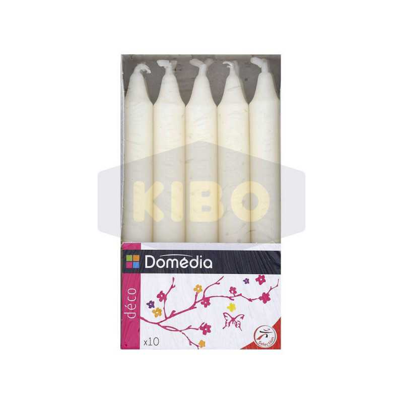10 Bougies déco ivoire non parfumées 19x160mm