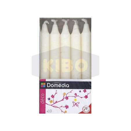 10 Bougies déco ivoire non parfumées 19x160mm