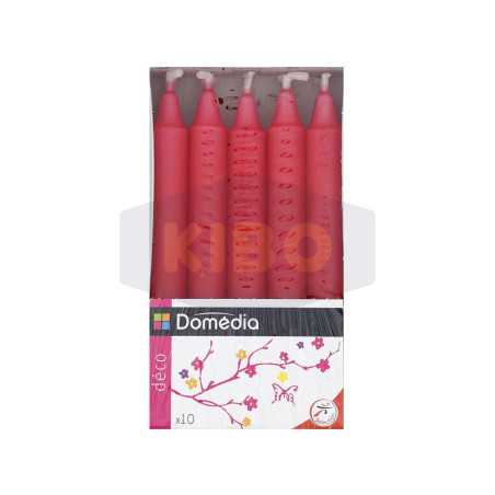 10 Bougies déco rouge non parfumées 19x160mm