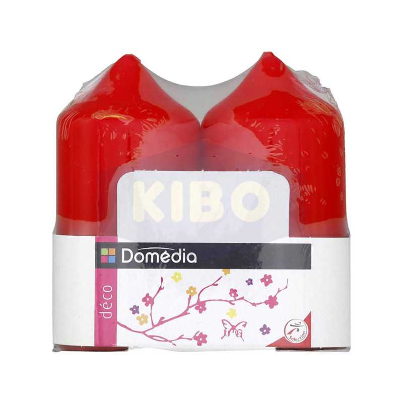 2 Bougies déco rouge non parfumées  48x95mm