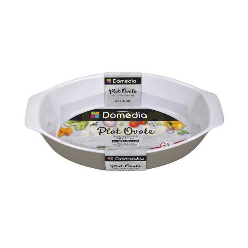 Plat ovale gris en céramique 34x21cm
