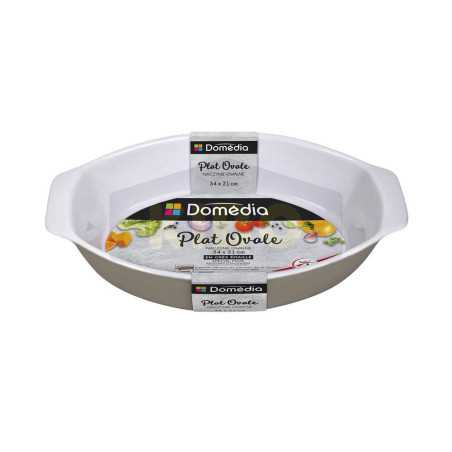 Plat ovale gris en céramique 34x21cm