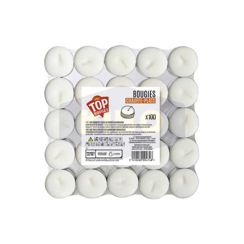 100 Bougies chauffe plats blanches