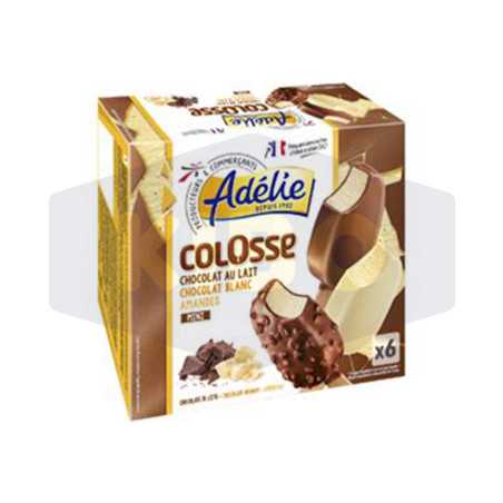Mini Esquimaux Colosse chocolat lait blanc amandes 6 bâtonnets 300g