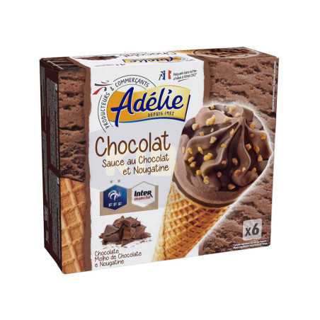 6 Glaces en cornet chocolat nougatine 444g
