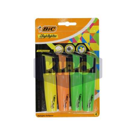 Surligneurs biseau 4 couleurs assorties