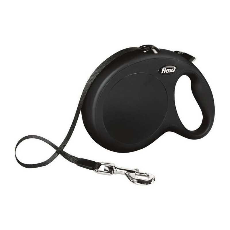 FLEXI New Classic Laisse sangle-L:8 m-Noir-Pour chien