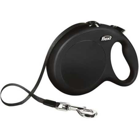 FLEXI New Classic Laisse sangle-L:8 m-Noir-Pour chien