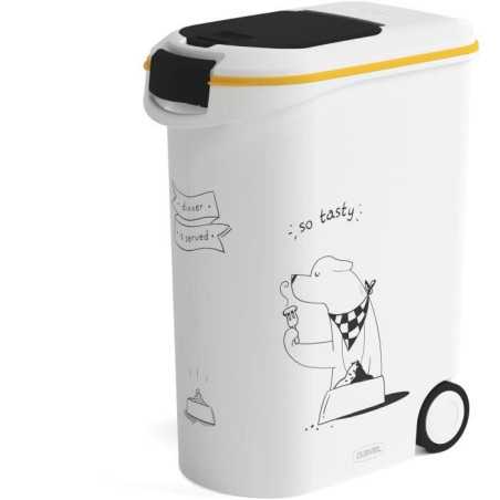 CURVER Conteneur a croquettes pour chien a roulettes 20 kg-54L-Le diner et servi