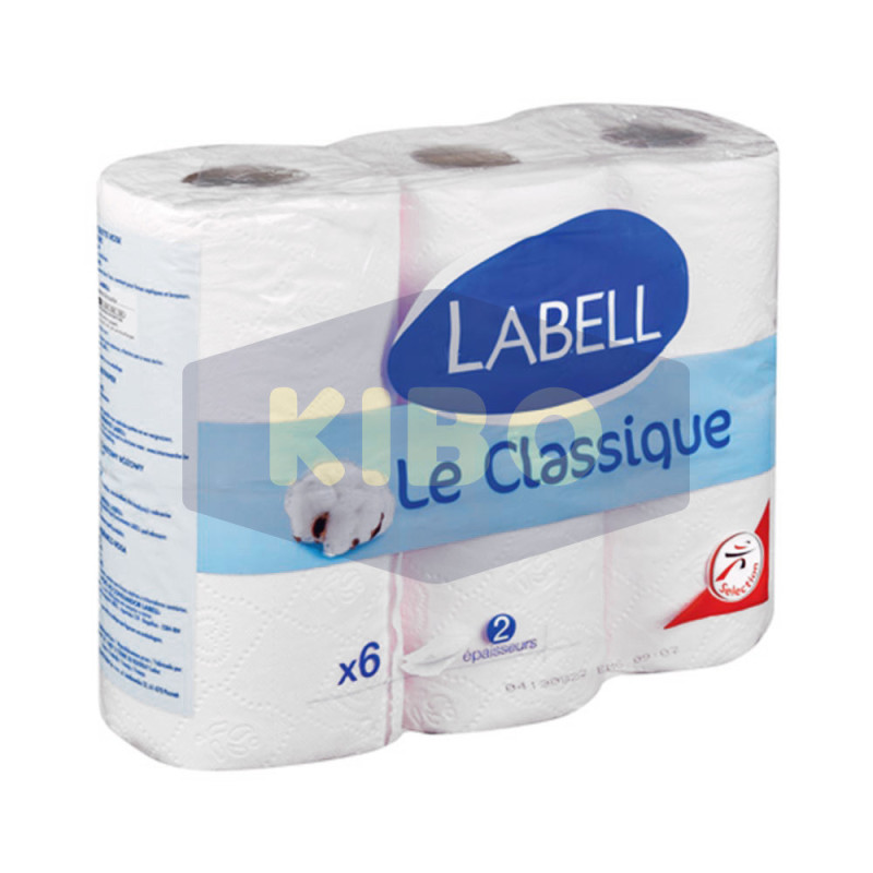 Papier hygiènique blanc Le Classique 2 plis 6 rouleaux - LABELL
