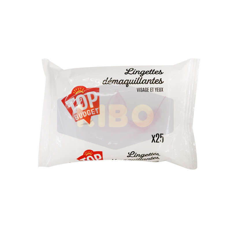 Lingettes démaquillants visage et yeux x25 - TOP BUDGET