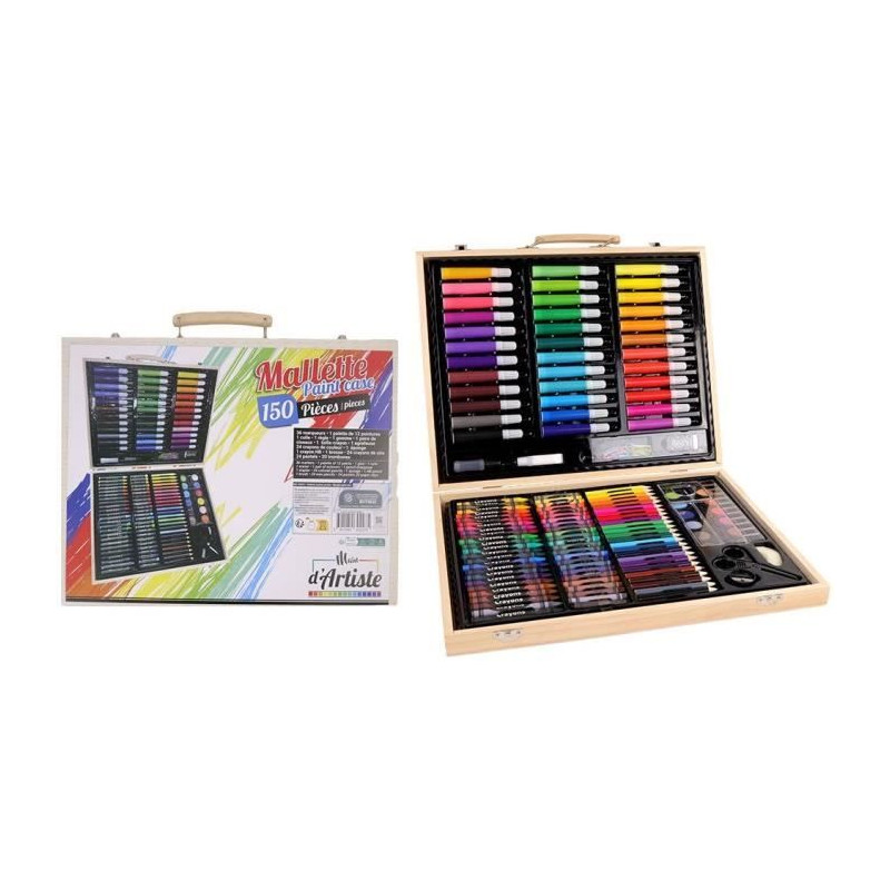 Mallette de dessin - MAIN D'ARTISTE - 150 Pieces - Loisir Creatif - Des 5 ans