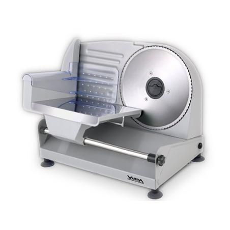Trancheuse Alimentaire Électrique Vista - avec Chariot Amovible et Lame Dentée 190mm - 300W - Argent