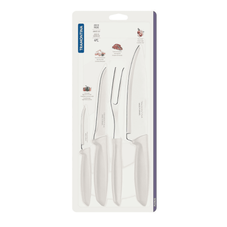 Set de Couteaux Plenus Tramontina - Lame en Acier Inoxydable et Manches en Polypropylène - 4 Pièces