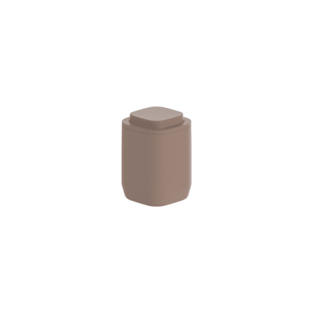 Ou - Porte-Cotons Aura - Rangement Coton en Plastique avec Couvercle - Marron