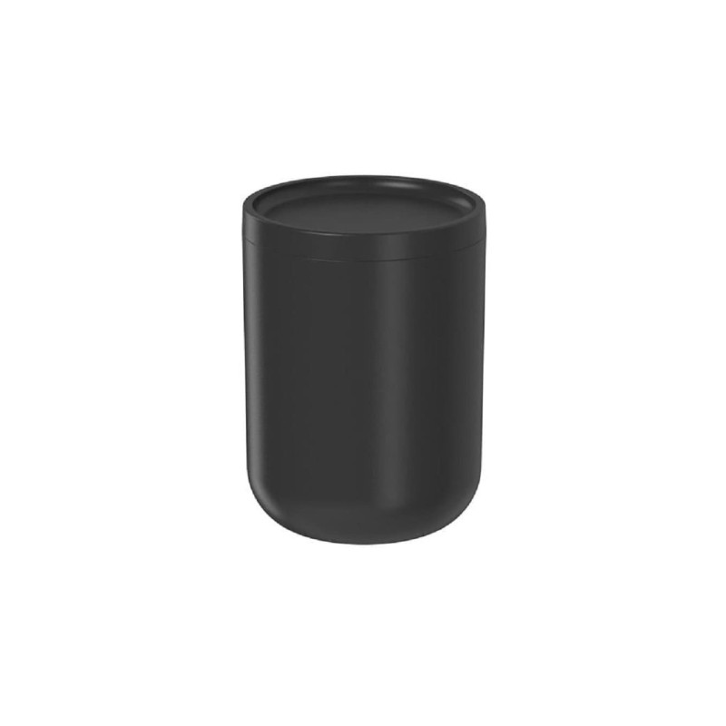 Ou - Porte-Coton Tiges Bold - Distributeur de Coton Tiges en Plastique avec Couvercle - Noir
