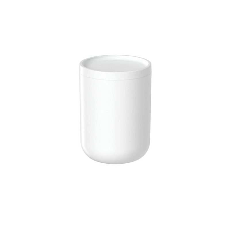 Ou - Porte-Coton Tiges Bold - Distributeur de Coton Tiges en Plastique avec Couvercle - Blanc