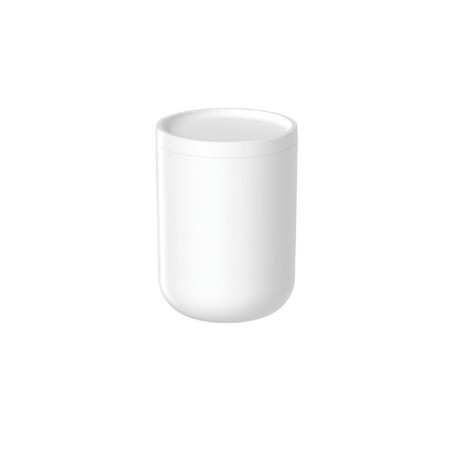 Ou - Porte-Coton Tiges Bold - Distributeur de Coton Tiges en Plastique avec Couvercle - Blanc