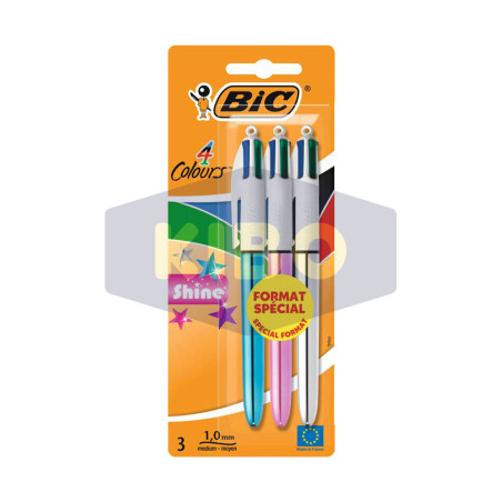Stylo bille rétractable BIC 4 couleurs