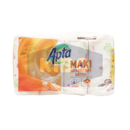 Essuie-tout maxi absorbant Décor 3 plis 4 rouleaux