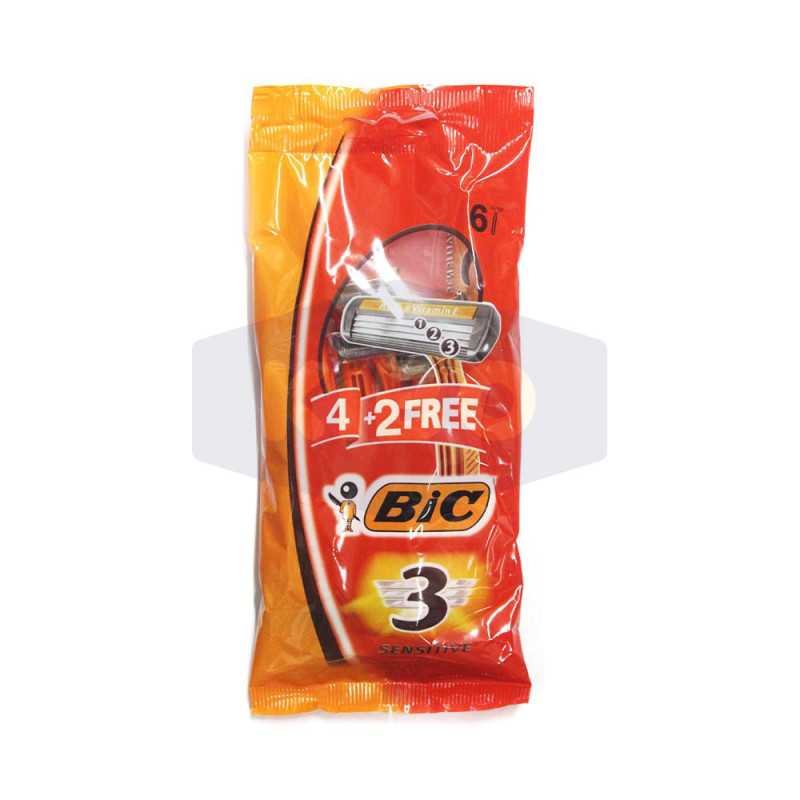 Rasoir triple lames sensitive 4+2 pièces