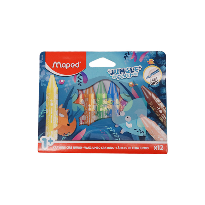 12 Crayons de couleurs cire jumbo jungle fever