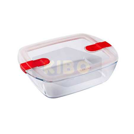 Plat rectangulaire en verre avec couvercle Cook & Heat 28x20cm