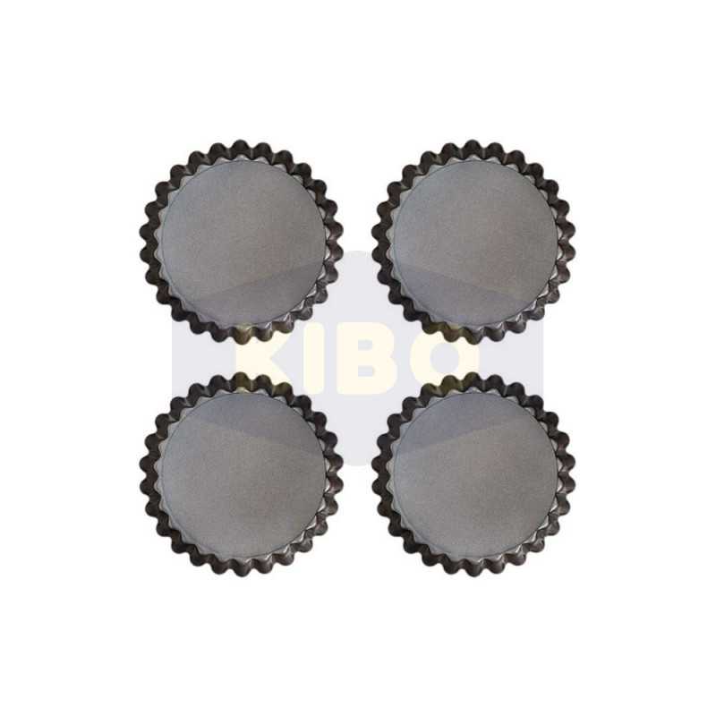 Set 4 moules à tartelette avec fond amovible métal Asimetria Ø10cm
