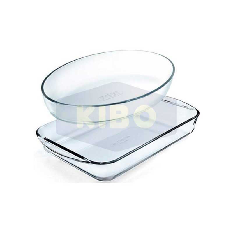 Set 2 plats à four Essentials-ovale 30x21cm /rectangulaire 35x23cm