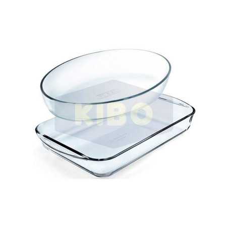 Set 2 plats à four Essentials-ovale 30x21cm /rectangulaire 35x23cm