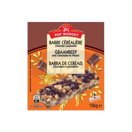 Barre de céréales chocolat et cacahuètes 125g