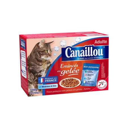 Emincés en gelée aux poissons pour chat adulte 12 sachets de 100g