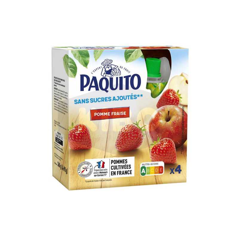 Purée de pomme fraise enGourde sans sucres ajoutés 4x90g