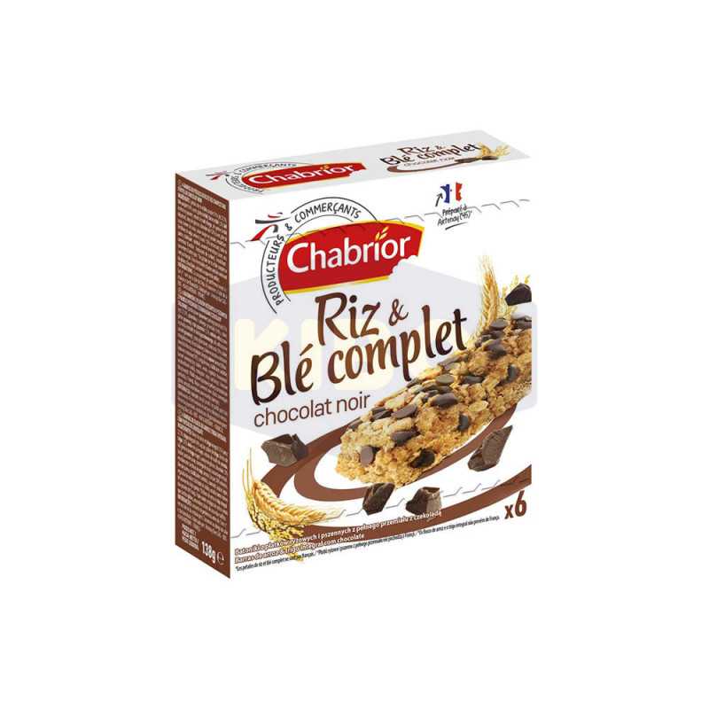 Barres de céréales au riz et blé complet au chocolat noir 6x138g
