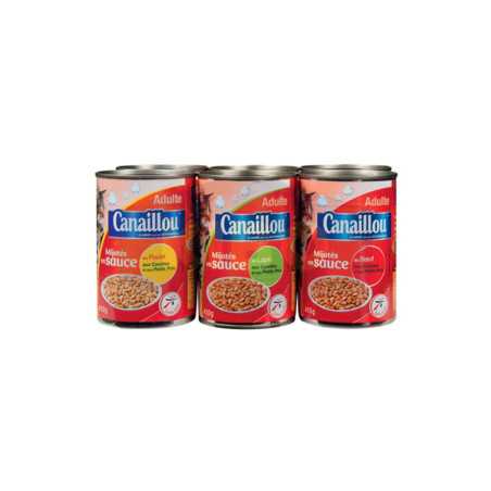 Bouchées en sauces buf lapin légumes poulet pour chat 4x140g