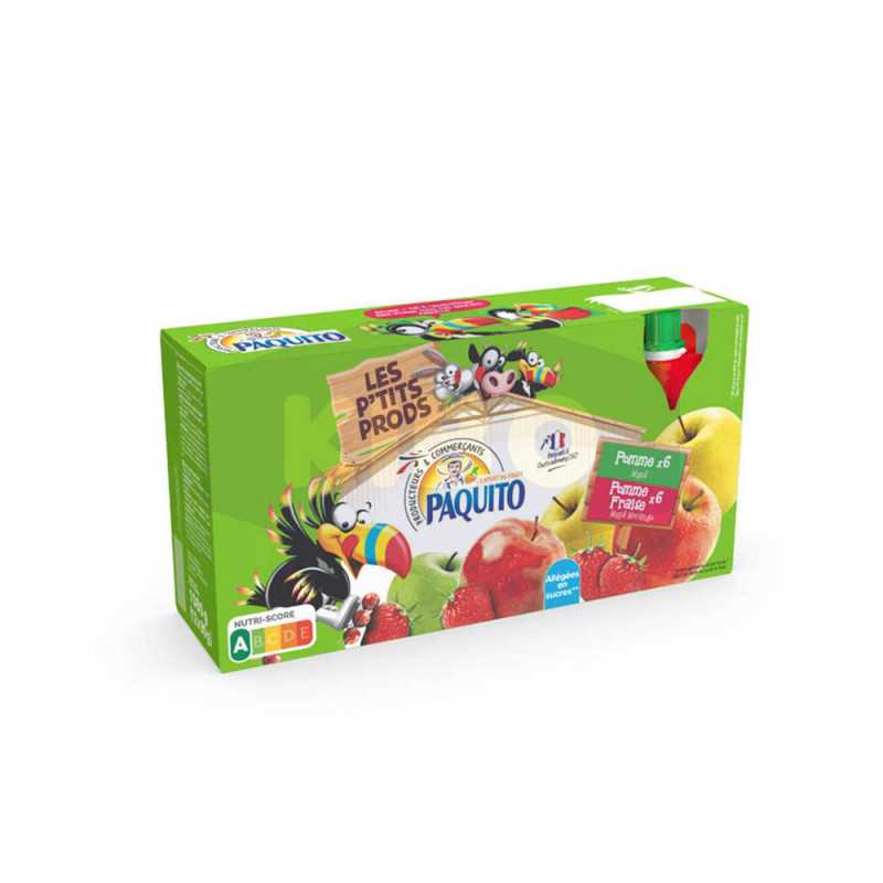 Compote pomme et pomme fraise allégée en sucres 12x90g