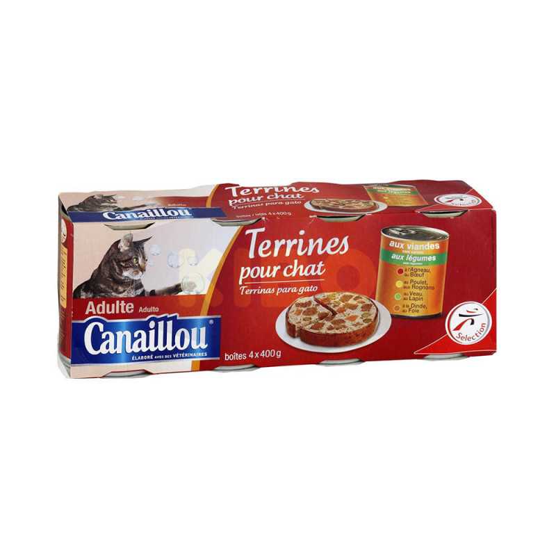 Terrine pour chat adulte aux viandes et légumes 4x400g