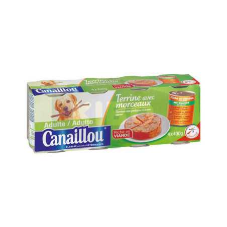 Terrine avec morceaux riche en viande pour chien adulte 4X400g