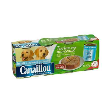 Terrine à la viande et aux légumes pour chien junior 4x400g