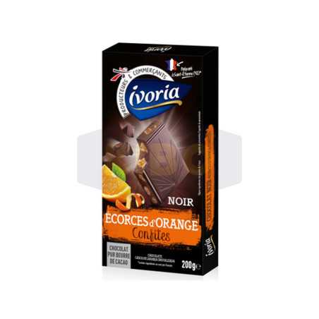 Tablette de chocolat noir aux écorces d'orange confites 200g